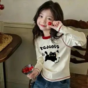 【台灣出貨】免運開學季女童打底春秋款中大童撞色打底衫T恤女孩子休閒百搭上衣