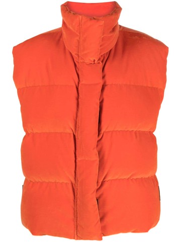 MSGM - funnel-neck oversized down gilet - women - Polyester/Feather Down/Cotton - 40 - Orange