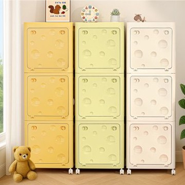 AOTTO 38面寬乳酪造型附輪三層收納櫃(收納櫃 置物櫃 櫥櫃)