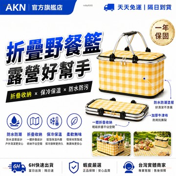【AKN】野餐籃 野餐墊 手提籃 露營收納 野餐袋「保溫保冷雙模式」折疊收納 保溫袋 保冰袋 保冰箱 保溫箱 飲料提籃