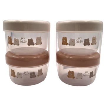 NAKAYA 日本小小熊圓形保鮮盒 160ml 混色  2個  2組