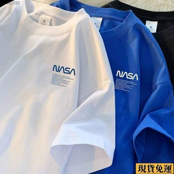 ✨臺灣發✨ 2025新款 夏季 NASA  短袖  t恤男ins風潮牌白色重磅t恤情侶裝體恤12