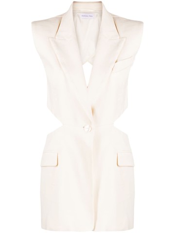 Patrizia Pepe - cut-out sleeveless blazer - women - Polyester/Polyamide/Linen/Flax/Elastane - 38 - Neutrals