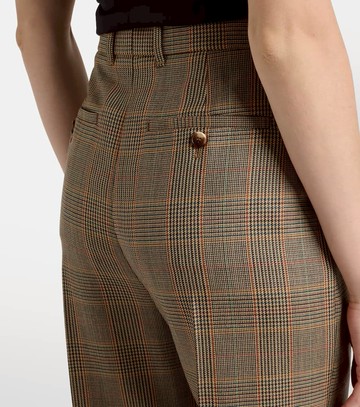 McQueen Country Check high-rise wool straight pants
