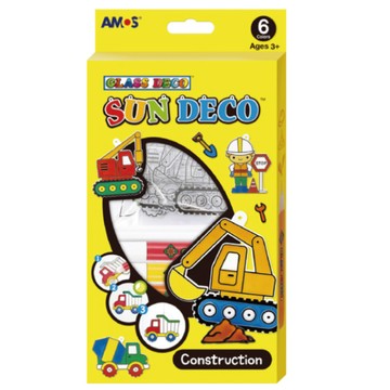 AMOS 韓國 6色工程車主題模型版DIY玻璃彩繪組