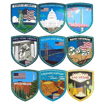 《炫彩系列》美國金銀五彩蔥貼紙 一套9張 專業設計精緻好看耐久實用 適用於行李箱 冰箱 水壺 筆記本 車窗 櫥櫃 玻璃 裝飾貼