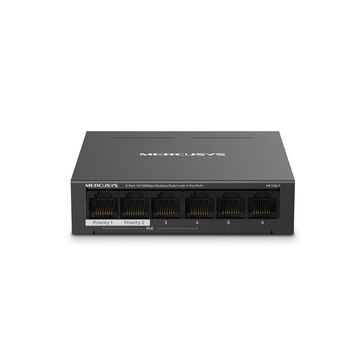 Mercusys MS106LP 6埠 10/100Mbps 桌上型 含4埠 PoE+ 乙太網路金屬交換器 隨插即用 swtich Hub