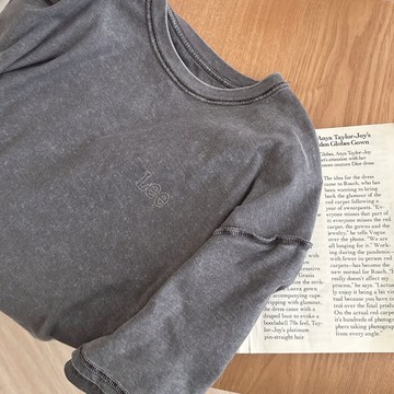 【FJstore】韓國 LEE 水洗 簍空logo 反車線 水洗 短T 短踢 男生短袖 女上衣 情侶 寬鬆 圓領