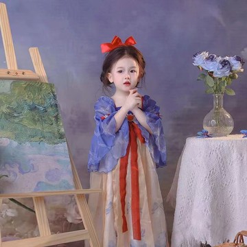 女童新款漢服白雪公主裙夏裝兒童錶演服女孩周歲生日禮服連衣裙[萌寶童裝]可開發票