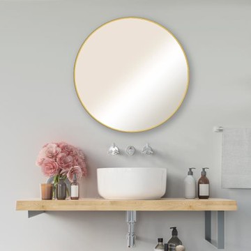 【Aberdeen】鋁框鏡系列-圓鏡-香檳金 70x70cm