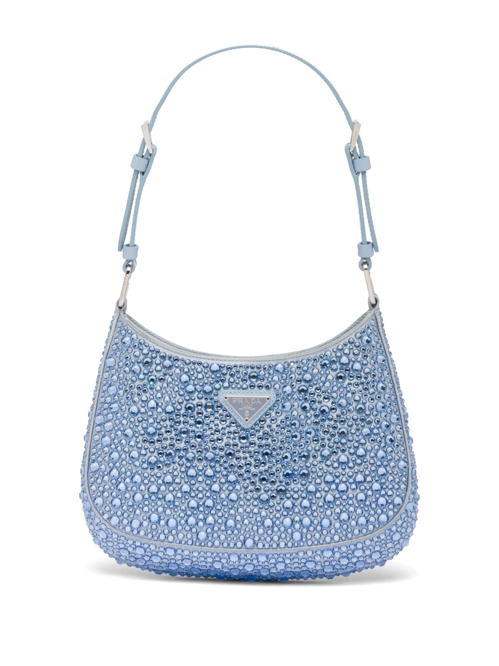 Prada - Cleo crystal-embellished shoulder bag - women - glass/Silk/Viscose - OS - Blue