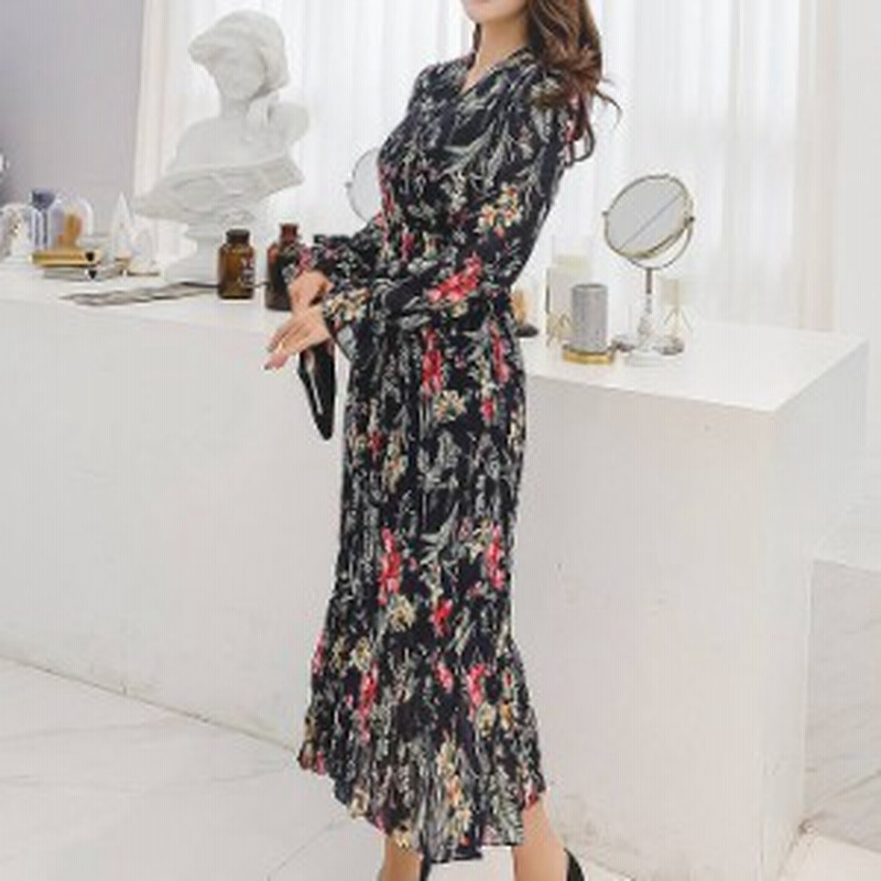 レディース ワンピース 花柄 ロング丈 ミモレ丈 透け感 透け素材 長袖 カジュアル フリーサイズ 通販 Lineポイント最大1 0 Get Lineショッピング