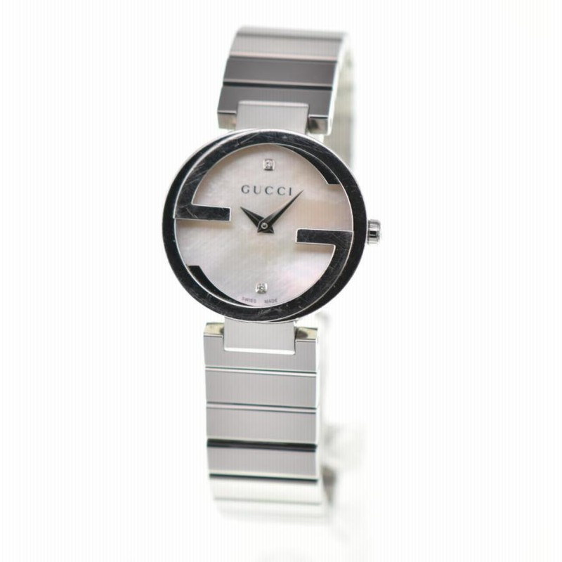 △ 【GUCCI】グッチ インターロッキング 2P ダイヤモンド シェル文字盤  