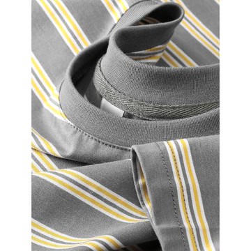 夏季薄款冰絲透氣圓領夏季2025絲光棉條紋短袖T恤男士半袖海魂衫