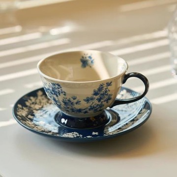 復古青花咖啡杯碟套裝下午茶一壺四杯水具迎賓茶壺杯碟送禮拉花杯
