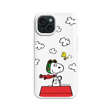 iPhone 15 SolidX 白 - 史努比 Snoopy - 小小飛行員