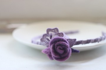 浪漫紫玫瑰髮箍 天然植物染　紫草 胭脂蟲與藍染  訂做款