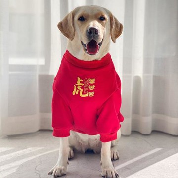 狗狗衣服大型犬新年保暖衣服拉布拉多加絨金毛衣服喜慶拜年衣服冬