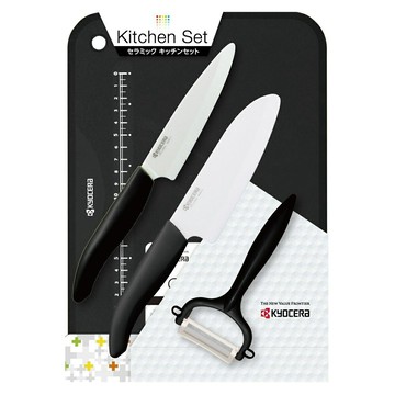 日本京瓷 KYOCERA 14cm +11cm 陶瓷刀 刨刀 砧板 四件組 GP-402 WH【最新款】【小福部屋】