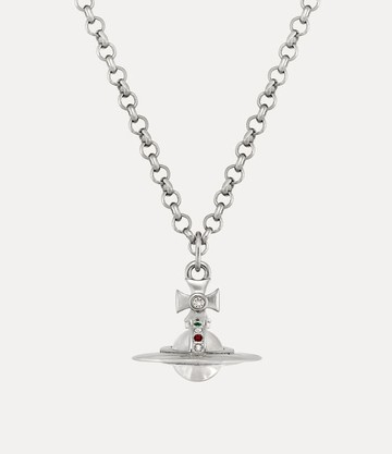 Vivienne Westwood Man. New Tiny Orb Pendant Necklace Silver Cubic Zirconia Men