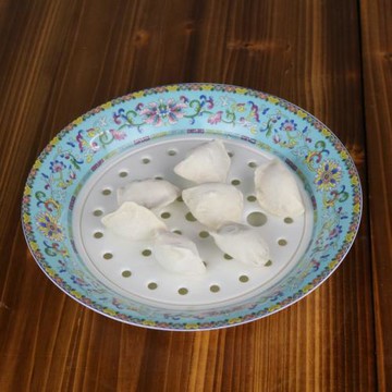 景德鎮陶瓷青花中式琺瑯彩果盤圓形水果餃子盤家用瀝水籃火鍋配菜