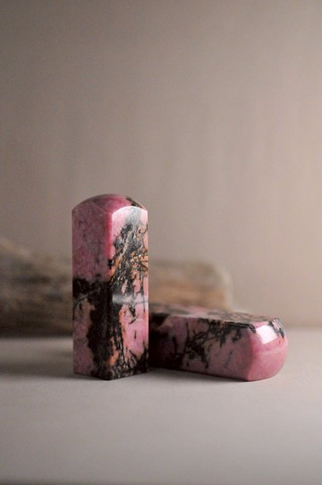 【好石多磨】玫瑰石_玉石印章_夫妻結婚對章_方章