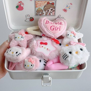 💕 kitty髮夾 可愛髮夾 毛絨髮夾 瀏海髮夾 可愛髮飾 甜美貓咪bb髮夾 可愛軟萌毛絨kt少女劉海頭飾 側邊發夾飾品