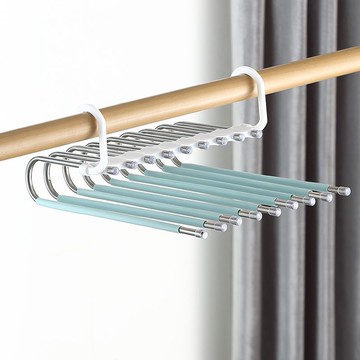 不銹鋼多功能防滑褲架褲子衣柜家用多層收納神器加厚加粗折疊褲架【聚寶屋】