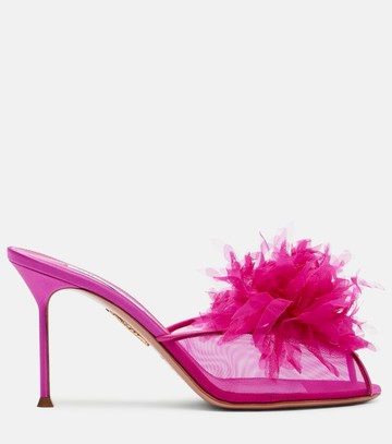 Aquazzura Poème 85 floral-appliqué satin sandals