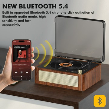 [跨境版]廠家批發CD播放一體機藍牙CD機禮品禮物黑膠光盤胡桃木【Snowbelle優選】