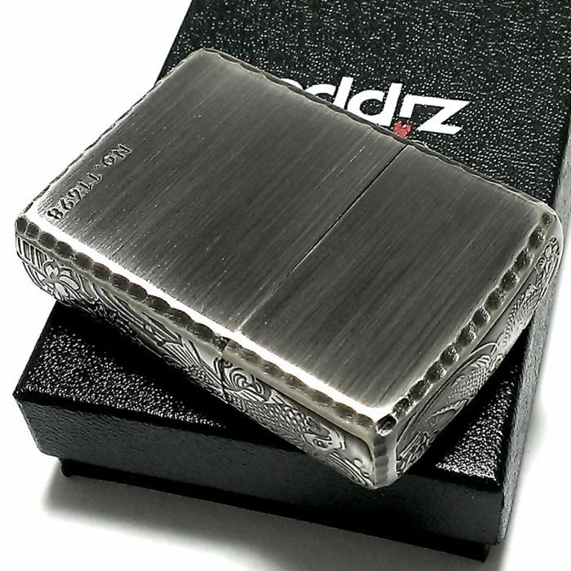 ZIPPO アーマー 限定 ３面彫刻 昇鯉 アンティークシルバー ジッポ