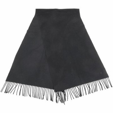 Max Mara-WEEKEND SCOGLIO 100%羊毛 字母W刺繡補丁黑色流蘇披肩 圍巾(182x50CM)