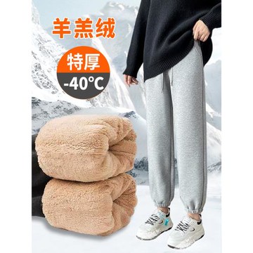 羊羔絨運動褲女加絨加厚秋冬衛褲2025冬季外穿棉褲小個子防風褲子