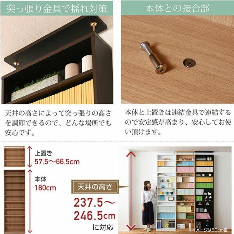 大容量 薄型 スリム 仕切り 縦長 細い 本棚 上置きセット