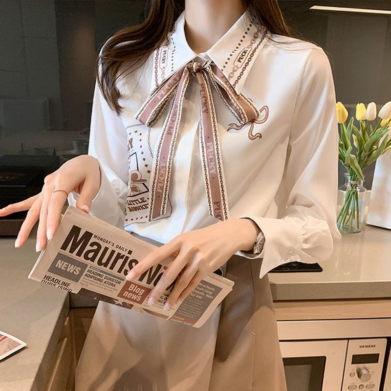 ブラウス シャツ 通勤 シフォンシャツ 女性 レディース ノンアイロン 長袖 透けない オフィス 形状記憶 リボン 形態安定 通販 Lineポイント最大get Lineショッピング