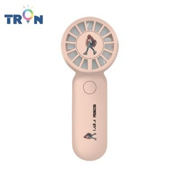 TRON 迷你手持風扇 粉色 我是公主 三檔風速 防丟掛繩 充電風扇
