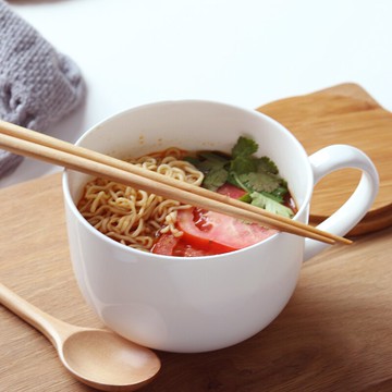 家用白色創意陶瓷碗帶蓋泡面碗便當盒飯盒泡面杯方便面碗吃飯碗