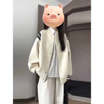 飛行員夾克短款春秋季2026新款初秋冷淡系慵懶風白色棒球服外套女