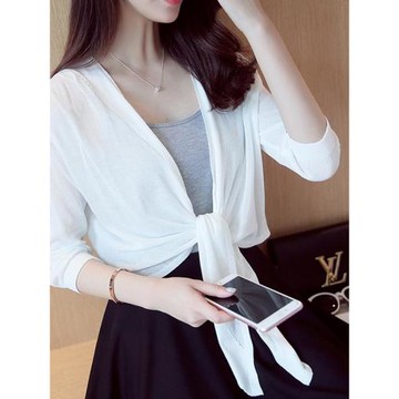 配吊帶裙子冰絲針織女開衫薄款外搭小披肩夏季防曬衣2025新款外套