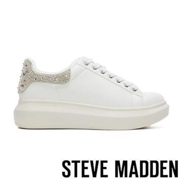 STEVE MADDEN-GASP 拼接鑽面後跟休閒鞋-白色