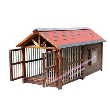 實木戶外狗屋 大型犬狗房子 邊牧狗窩 狗別墅 中型狗房子 拉布拉多四季木質 寵物別墅 帶食盆水盆實木製杉木