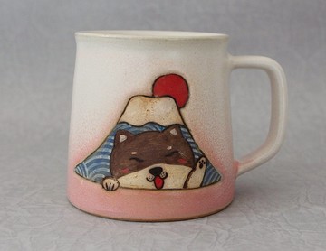 招柴版 漸層粉富士山咖啡杯