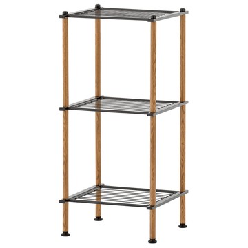 【H&R安室家】33*31*76CM木紋開放式三層置物架BC178EY
