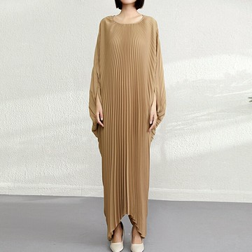 現貨+預購 三宅風皺褶衣服洋裝褶皺長裙連身裙摺衣彈力女裝顯瘦折衣大碼-長袖寬鬆6色74li28【獨家進口】【米蘭精品】