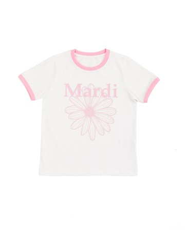 MARDI MERCREDI 童裝 撞色 印花短TEE 象牙色 經典小雛菊 粉花 純棉 KIDS RINGER TSHIRT FLOWERMARDI