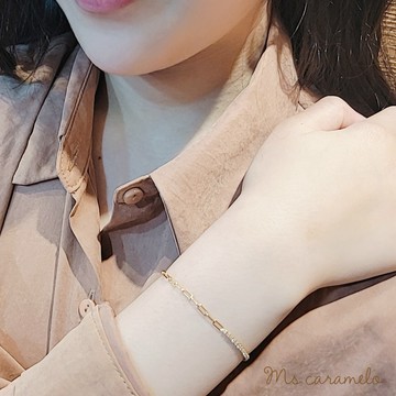 送禮物 現貨商品【焦糖小姐 Ms caramelo】925純銀鍍K黃鋯石手鍊