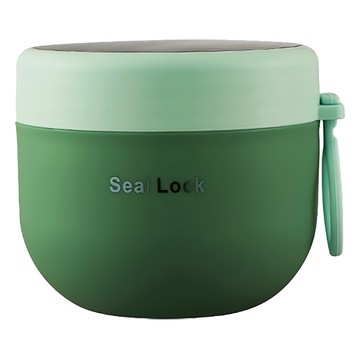 Seal Lock不鏽鋼湯杯湯碗 早餐杯 燉湯杯 附可折疊湯勺  綠色  1個
