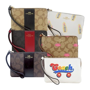 [平輸版]COACH 經典條紋/素面/花紋手拿包(多色選) 真品平輸