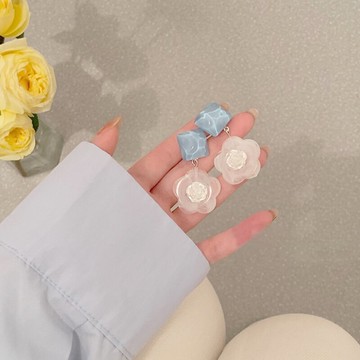 925銀針超仙甜美花朵耳環女樹脂耳墜網紅設計感時尚精致耳飾