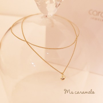 【焦糖小姐 Ms caramelo】925純銀鍍K黃 小金球雙鍊腳鍊